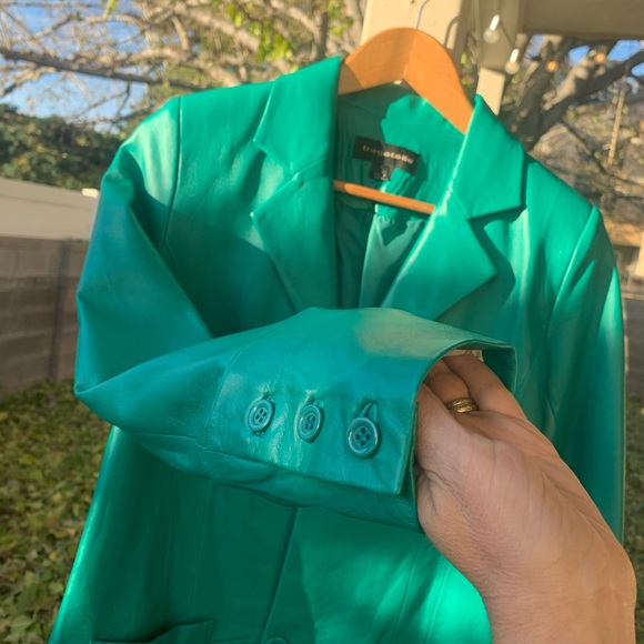 Bagatelle green genuine leather blazer/jacket one button size S - Picture 4 of 16